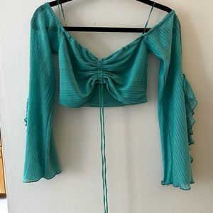 Zara teal off the shoulder top